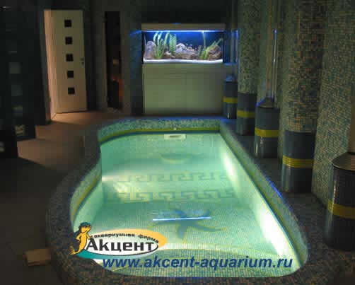 Акцент-аквариум,аквариум 400 литров прямоугольный,в бассейне